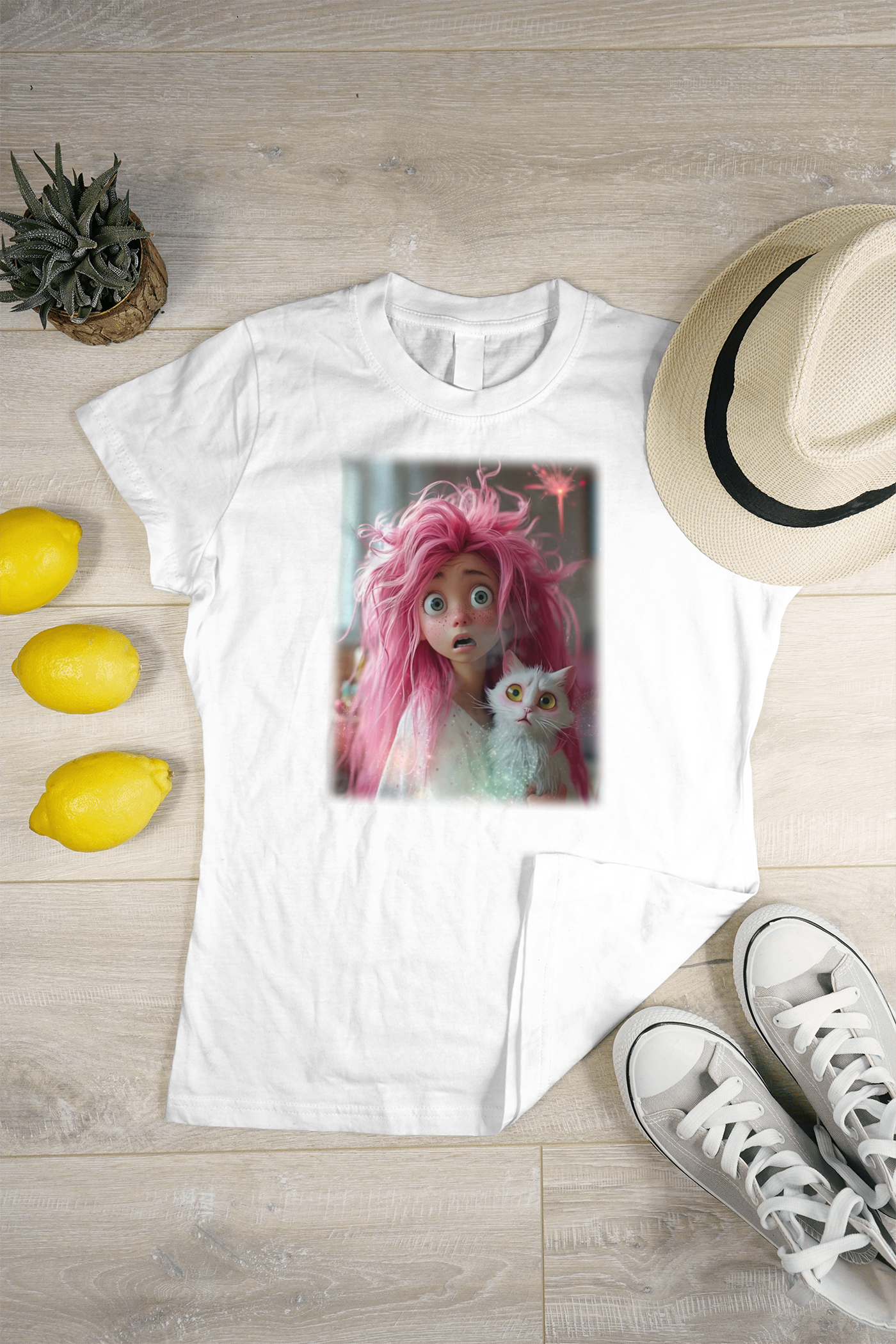 T-shirt Maglietta Maria con Gattino